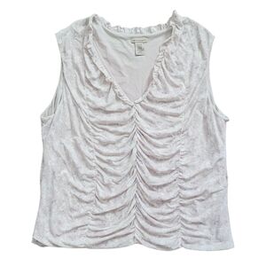 Apostrophe Light Pink Blue White Floral Ruched V-Neck Sleeveless Top Size 24/26W